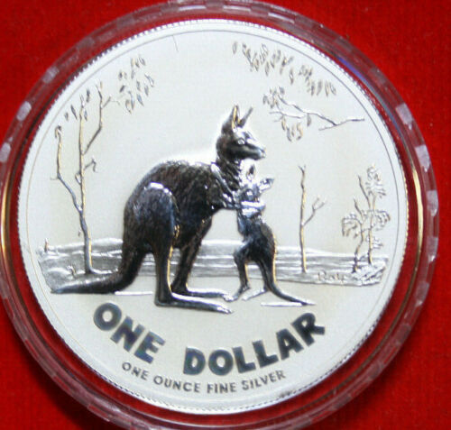 Australia 1 dólares 1 onza Kangaroo 2007 plata #f4563 St-bu Frosted Rolf Harris