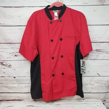UA Uniforms Chefs Jacket - MEDIUM - Double Button Red & Black - NEW WITH TAGS
