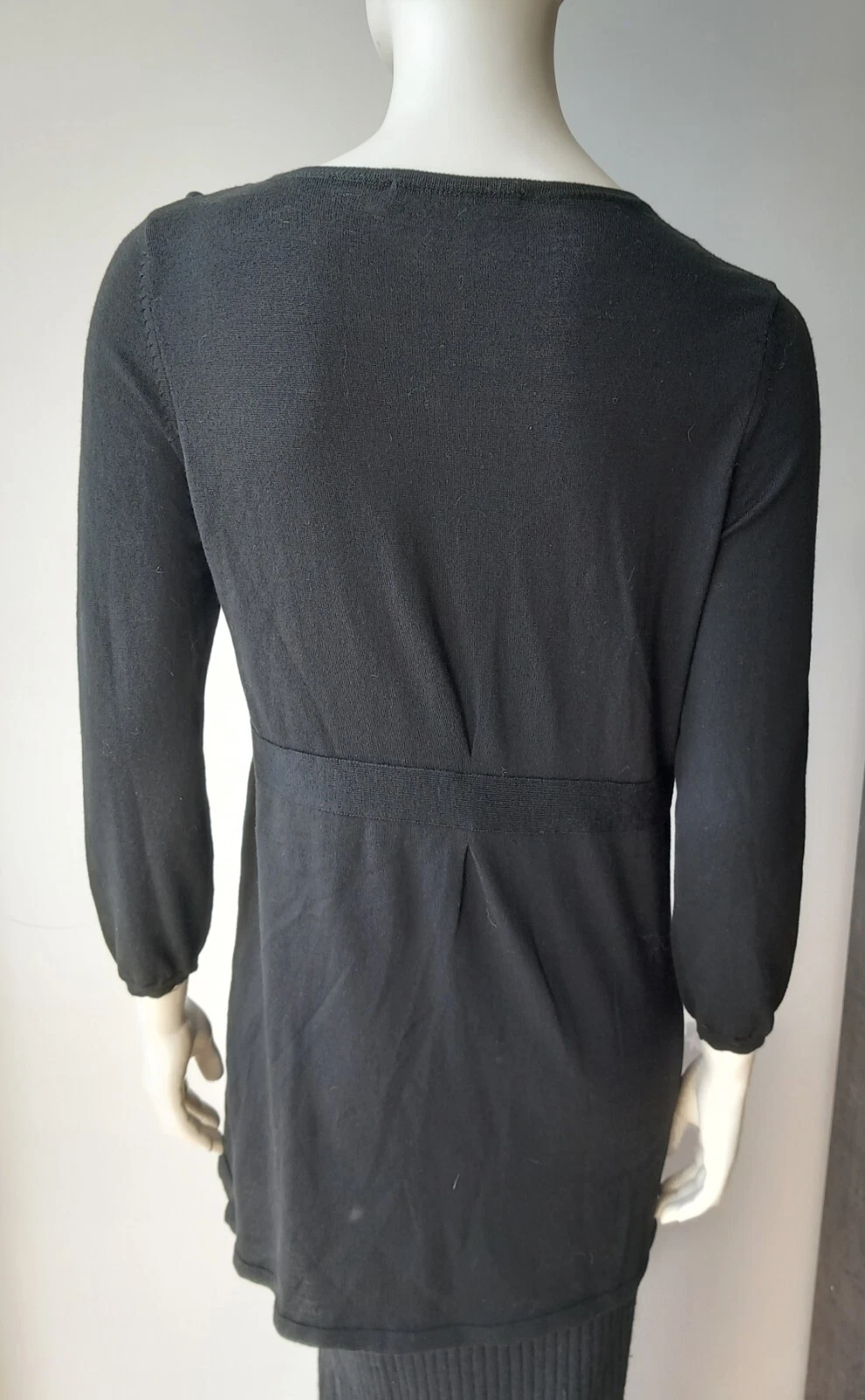 LOVE MOSCHINO abito in maglia nero accento a catena fascia 100% lana It44 De38 40