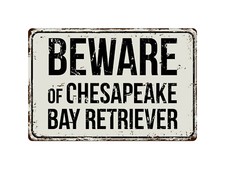 204VS Beware Of Chesapeake Bay Retriever 8  x 12  Vintage Aluminum Metal Sign