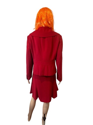 WORTHINGTON 2 PC SUIT SET LONG SLEEVE RED JACKET & SKIRT SHOULDER PADDED SZ 14 - Picture 6 of 23
