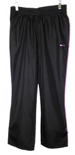REEBOK Activewear Track Pants w Interior Mesh Lining-S, black w purple trim