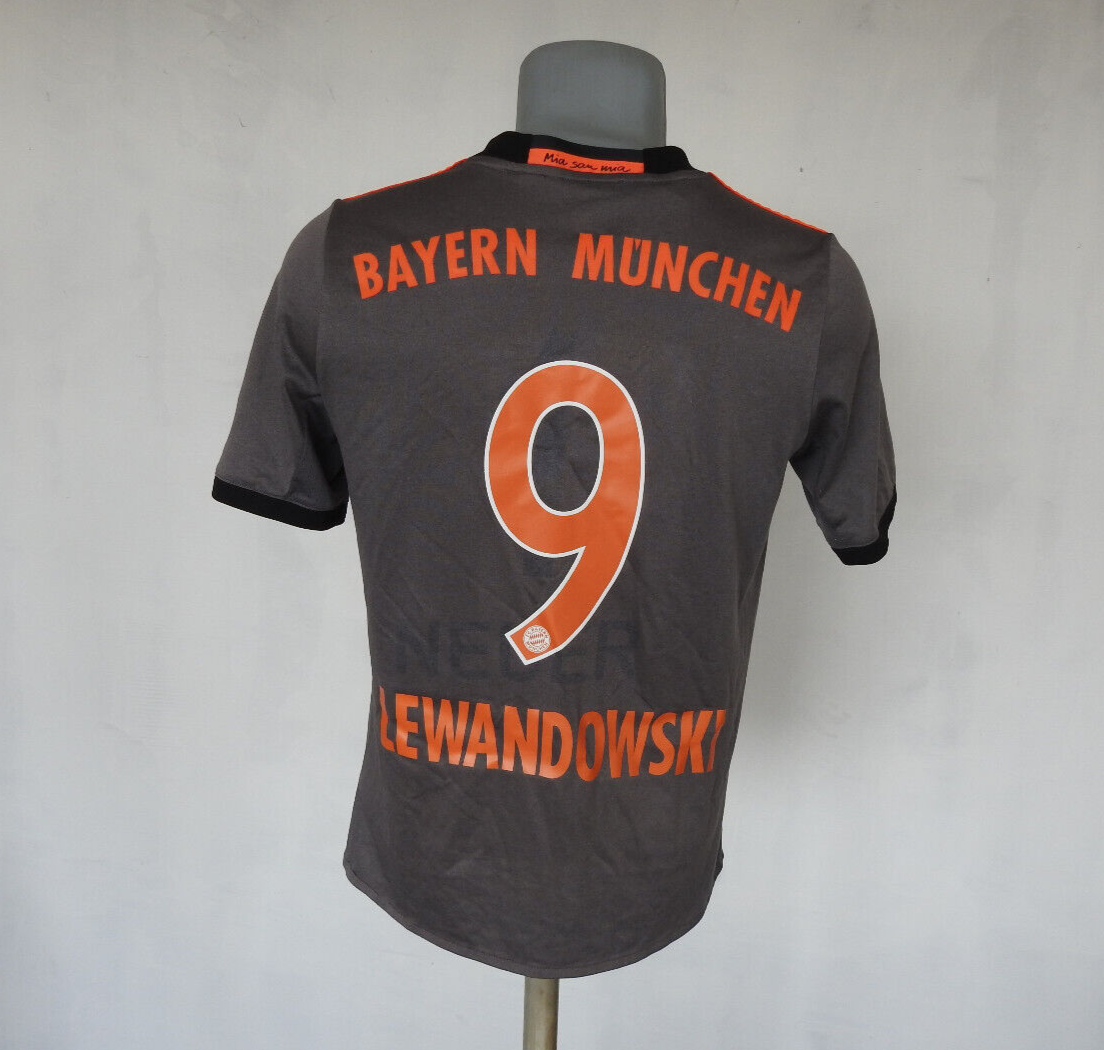 Bayern Munchen Away Jersey #9 Lewandowski Adidas Gray T-Shirt Size