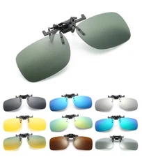 Polarized Clip-on Flip Up Metal Clip Rimless Sunglasses for Prescription Glasses