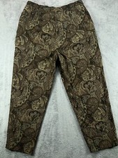 VTG 90s 80s Manor House Boho Pants Womens 36 Pants Green Paisley Cottage 36X29