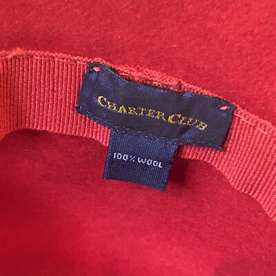 LAIDIES CHARTER CLUB 100% WOOL Fashion HAT Red With Red  display picture 1