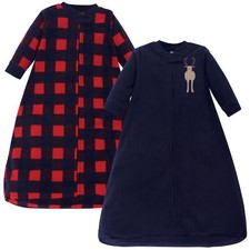 Hudson Baby Long-Sleeve Fleece Sleeping Bag, Forest Moose, 0-9 Months