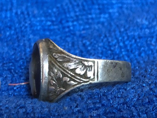 Vintage Sterling Ring Greek / Roman Intaglio Cameo Size 21mm 12+ Abalone Antique - Picture 3 of 9
