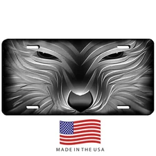 Wolf art vanity aluminum vehicle license plate car truck SUV tag gray