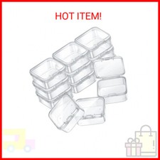 12 Pack Clear Plastic Beads Storage Containers Box with Hinged Lid for Beads and