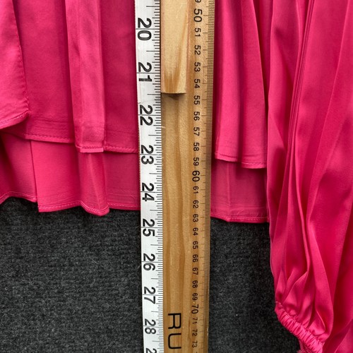 Petal & Pup Pleated Long Sleeve Blouse Size 16 Pink Keyhole Shirred Mock Neck - Picture 5 of 10