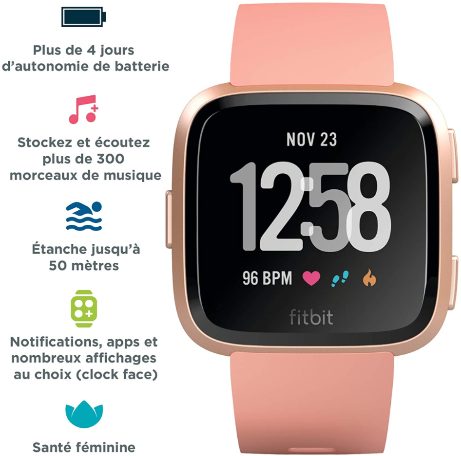 Fitbit Versa Smartwatch Peach/Rose-Gold Aluminum (FB504RGPK