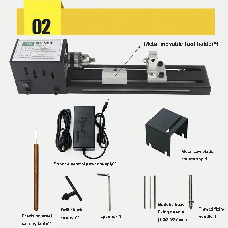Lathe Polishing Machine Wood Turning Lathe Mini Benchtop Wood Lathe