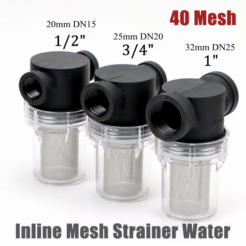 40 colador de malla en línea bomba de agua filtro de tubería de alto flujo 3/4"" 1/2"" 1""