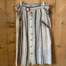 Cato Est 1946 Skirt NWT Striped Blue White Beige XL Button Front Matching Belt