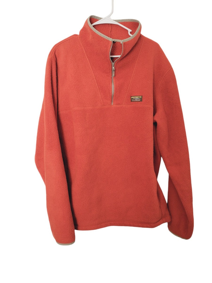 LL Bean Katahdin Fleece Pullover Jacket Orange Grey Mens Size XL TALL