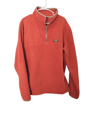 LL Bean Katahdin Fleece Pullover Jacket Orange Grey Mens Size XL TALL - Main Image