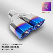Blue Flame Parallel Square Dual Exhaust Tip 2.5in- 3.6out -10l Angle Cut Blue Flame Parallel Square Dual Exhaust Tip 2.5in- 3.6out -10l Angle Cut