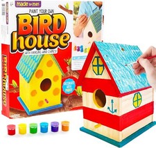 Build  Paint Your Own Wooden Bird House USA, DIY Birdhouse Making Kit, Include