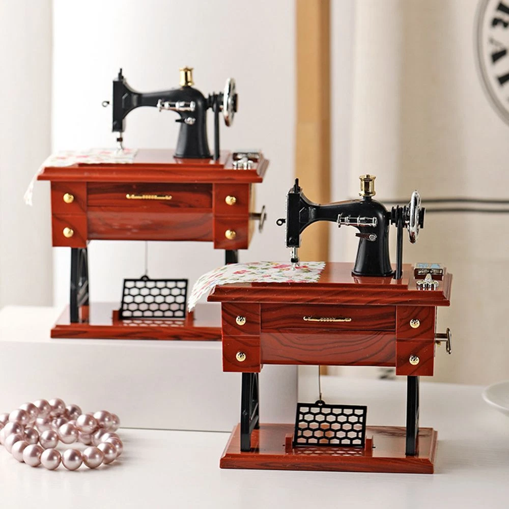 Mechanical Table Decor Sewing Machine Vintage Music Box Ornaments Music Box Toy
