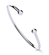 925 Sterling Silver Torque Ball Ladies Opening Bangle