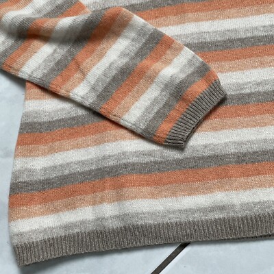 NC Nice Connection Pullover CASHMERE Wolle gestreift orange beige sportlich 40