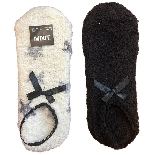Mixit Women's 2 Pair Plush Slipper Socks Shoe Size 4-10, Sock Size 9-11 - NWT - 第 1/4 張圖片
