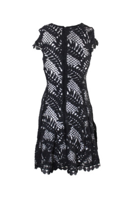 Alfani Womens Petite Black Lace Fit & Flare Dress 4P