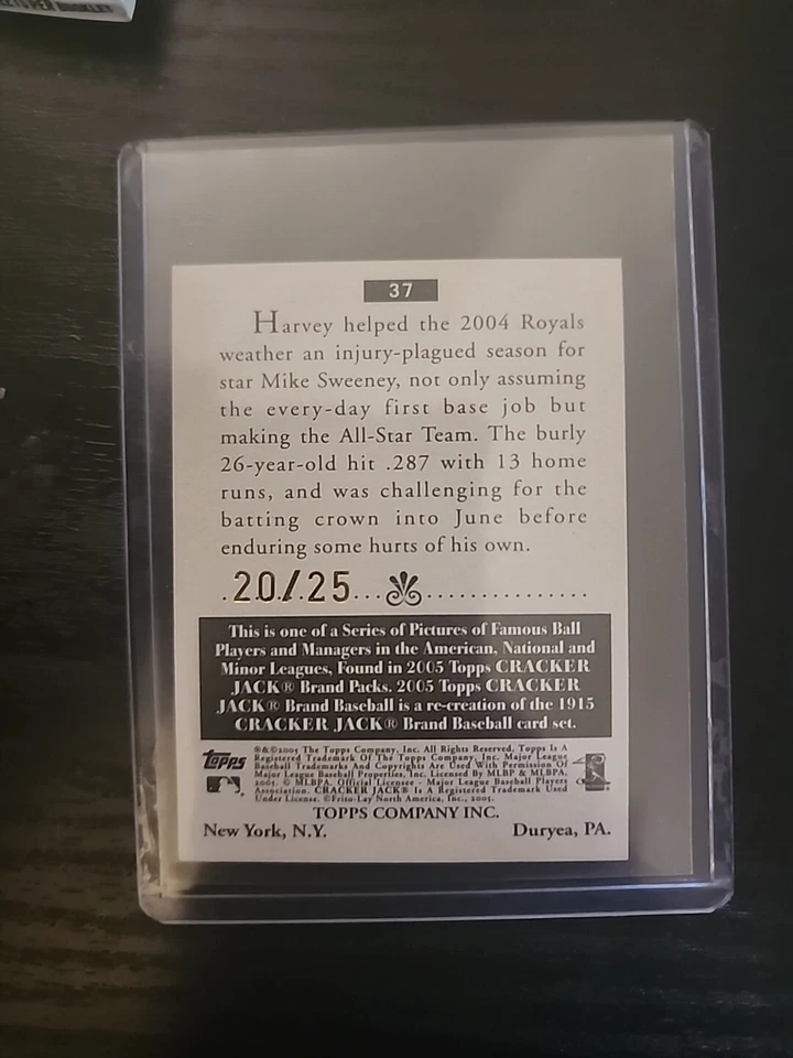 Tarjeta de béisbol 2005 Topps Cracker Jack Ken Harvey #37 mini gris/25 ¡limpia! Foto 2 de 2