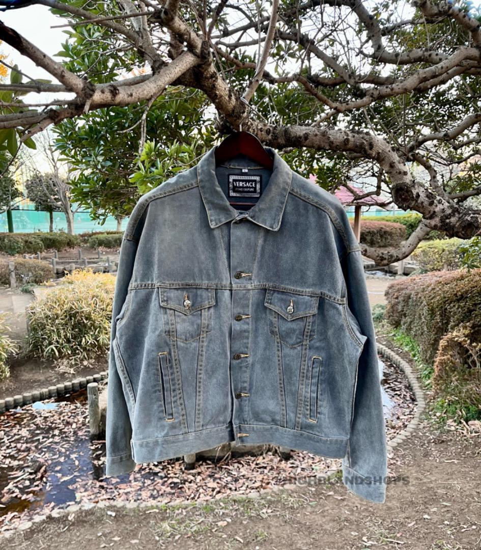 Versace Men's Vintage denim jacket Acid gray Size 2XL From Versace Men's Vintage denim jacket Acid gray Size 2XL From
