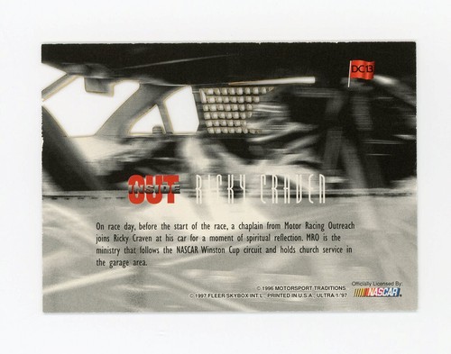 Ricky Craven 1997 97 Fleer Ultra Inside Out DC Insert Card #DC13 Laser Die Cut - Bild 2 von 2