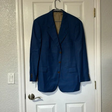 Bachrach blue blazer with brown checkered design- size R 42