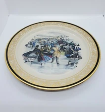 Lenox Currier & Ives Plate1984 Central Park Winter Skating 10.5" Gold Trim USA