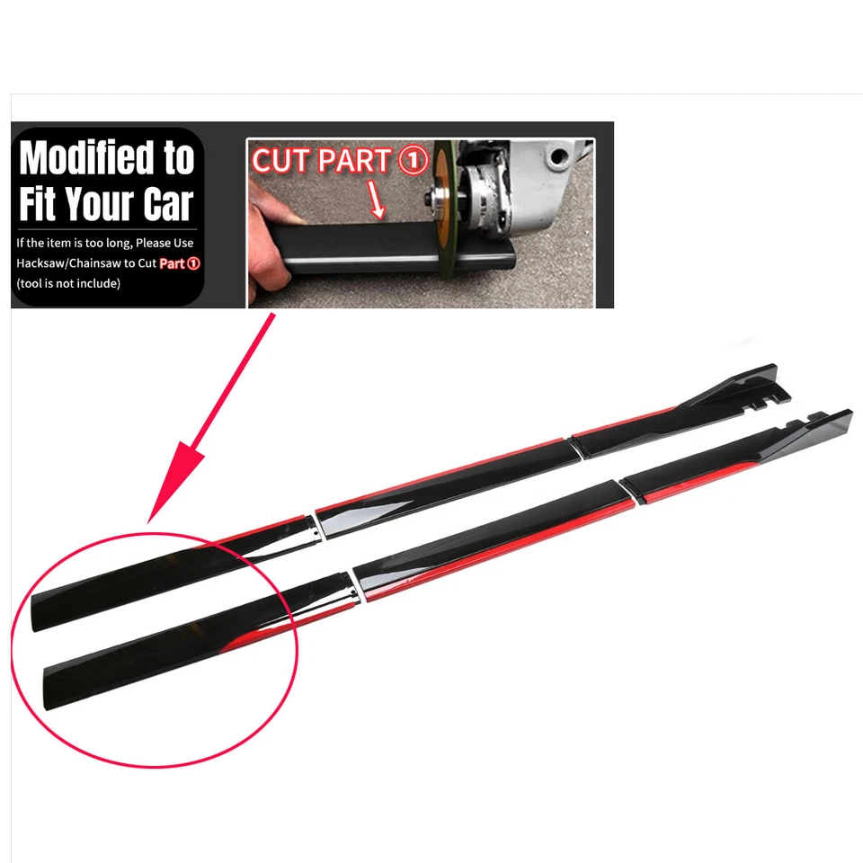 For Hyundai Elantra Sedan 2017-2024 Car Side Skirts Splitter Lip Red Black 78" Foto 3 de 4