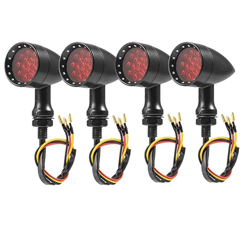 4-Pack Mini Bullet LED Turn Signal Blinkers For Yamaha V Star 650 250 950 1300 – 12V Red