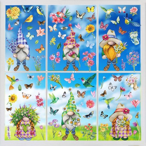 Spring Window Clings Gnomes-Stickers – 98PCS Double-Sided Decals for Home, Schoo - Picture 12 of 12