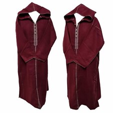 Moroccan Winter Cashmere Wool Blend Burgundy Hooded Jubba Thobe Djellaba