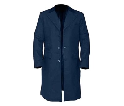 Men's Peaky Blinder Blue Gothic Cosplay Wool Overcoat-Trench long