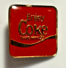 Coca Cola Vintage 1980s Mini 1 inch Lapel Pin Enjoy Coke Tmand Mank Red-Gold VG