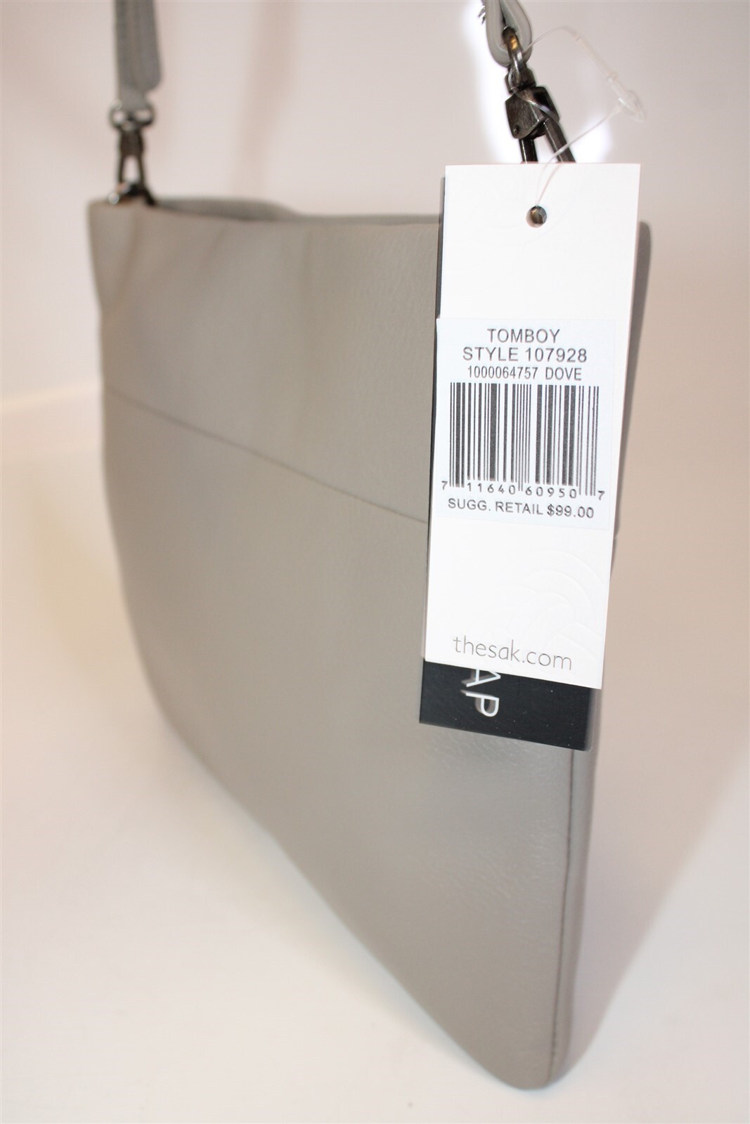 The Sak Collective Dove Grey Leather Tomboy NEW Clutch Crossbody Bag