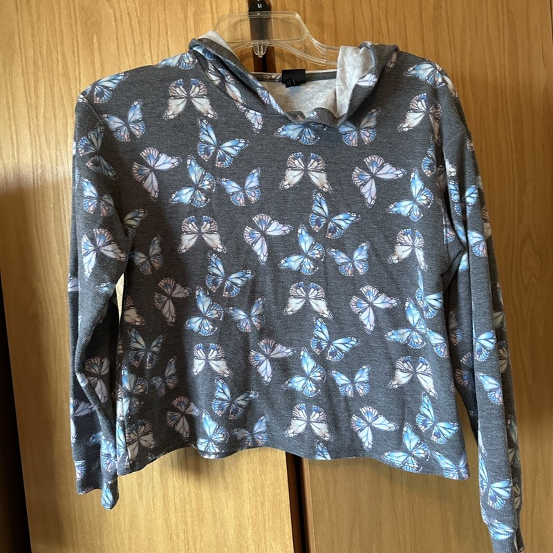 Girls Art Class Grey Butterfly Lightweight Sweatshirt Size L