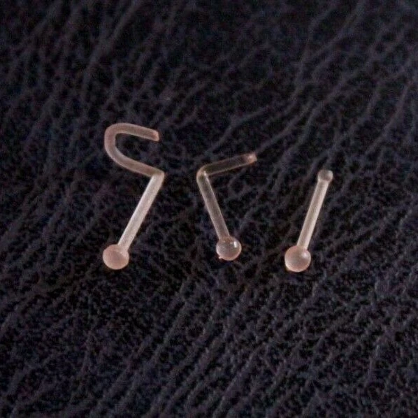 1 Nude Skin Color Invisible Hidden Clear Nose Stud Ring Bar Transparent Retainer - Image 2 of 4