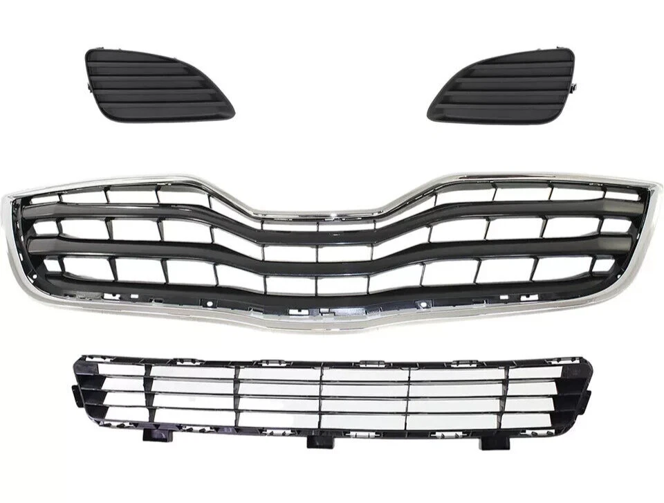 New Front Bumper Upper Lower Grille + Fog Light Cover For 2010-2011 Toyota Camry Foto 2 de 4