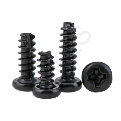 M2 M2.3 M2.6 M3 Phillips Pan Head Self Tapping Screws - Black Zinc Plated