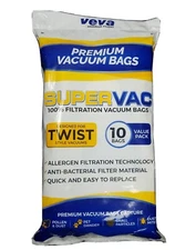 VEVA Premium Vacuum Bags 10 Pack Micro Allergen Fits Twist Style Vacs