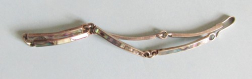 Vintage Intarsien Abalone segmentiertes Sterlingsilber ARMBAND markiert MEXIKO A.I.D.