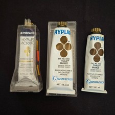 3 Grumbacher Hyplar Acrylic Vintage Paint Tubes New NOS Gold Bronze