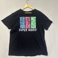 Super Mario Men's Black Mario Luigi Yoshi Graphic Short Sleeve T-Shirt XL