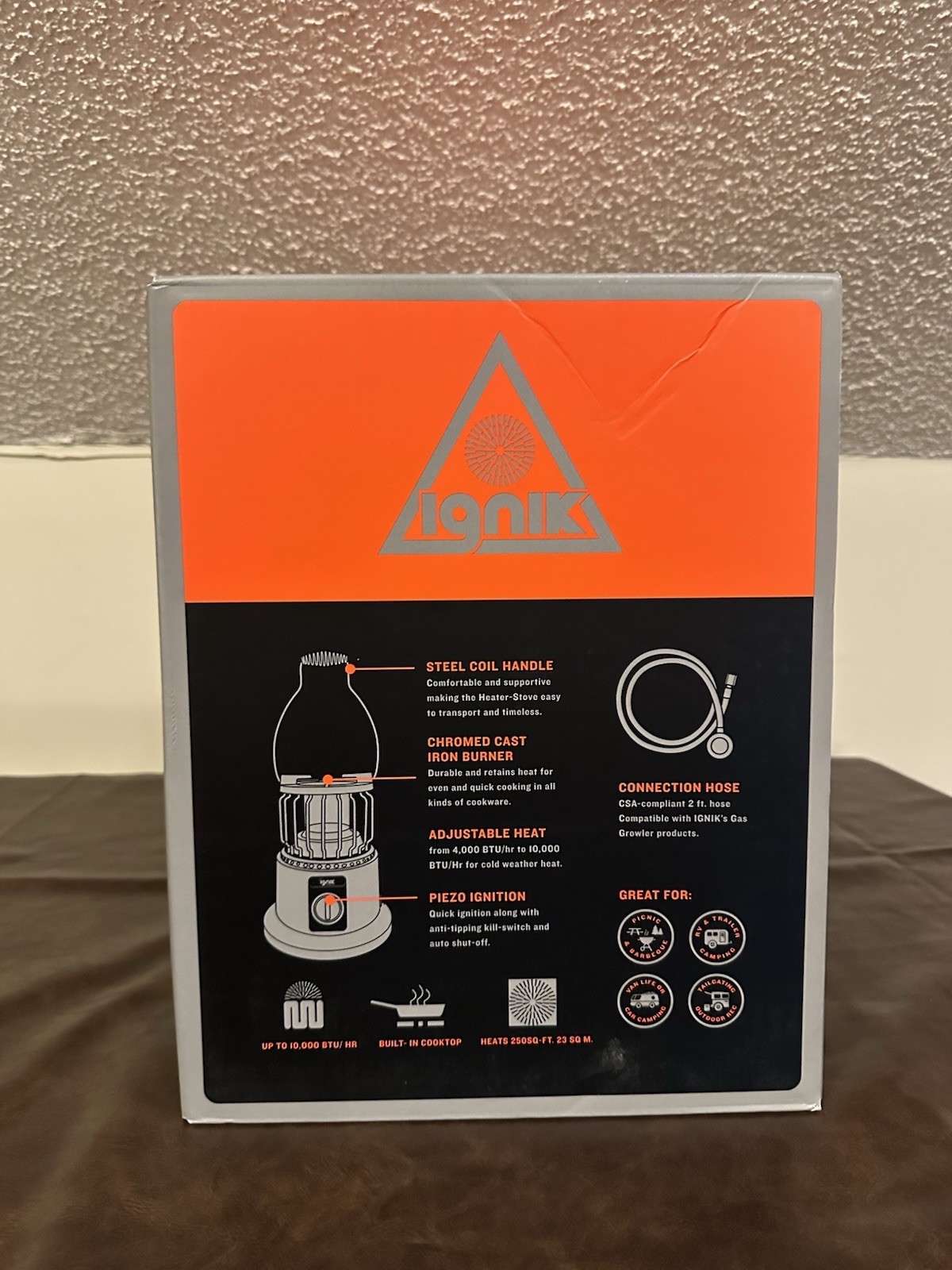 Ignik 2 In 1 Heater-Stove + 2Ft Adapter Hose, Duo Heater & Cook 10,000 BTU