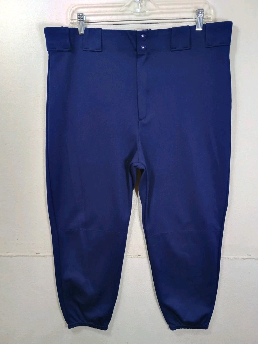 Pantalon vintage vélo baseball softball gris rayures bleu foncé sport